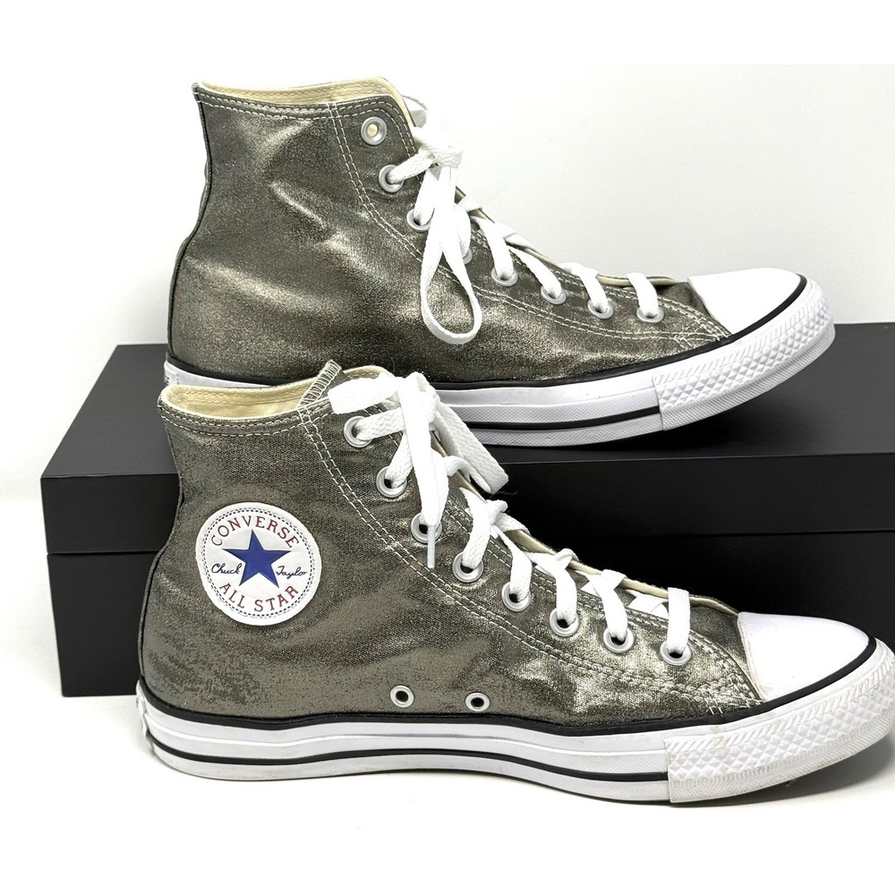 Converse Men 8 Women 10 Chuck Taylor High Top Sneakers 153179F Gold Metallic - Picture 2 of 14
